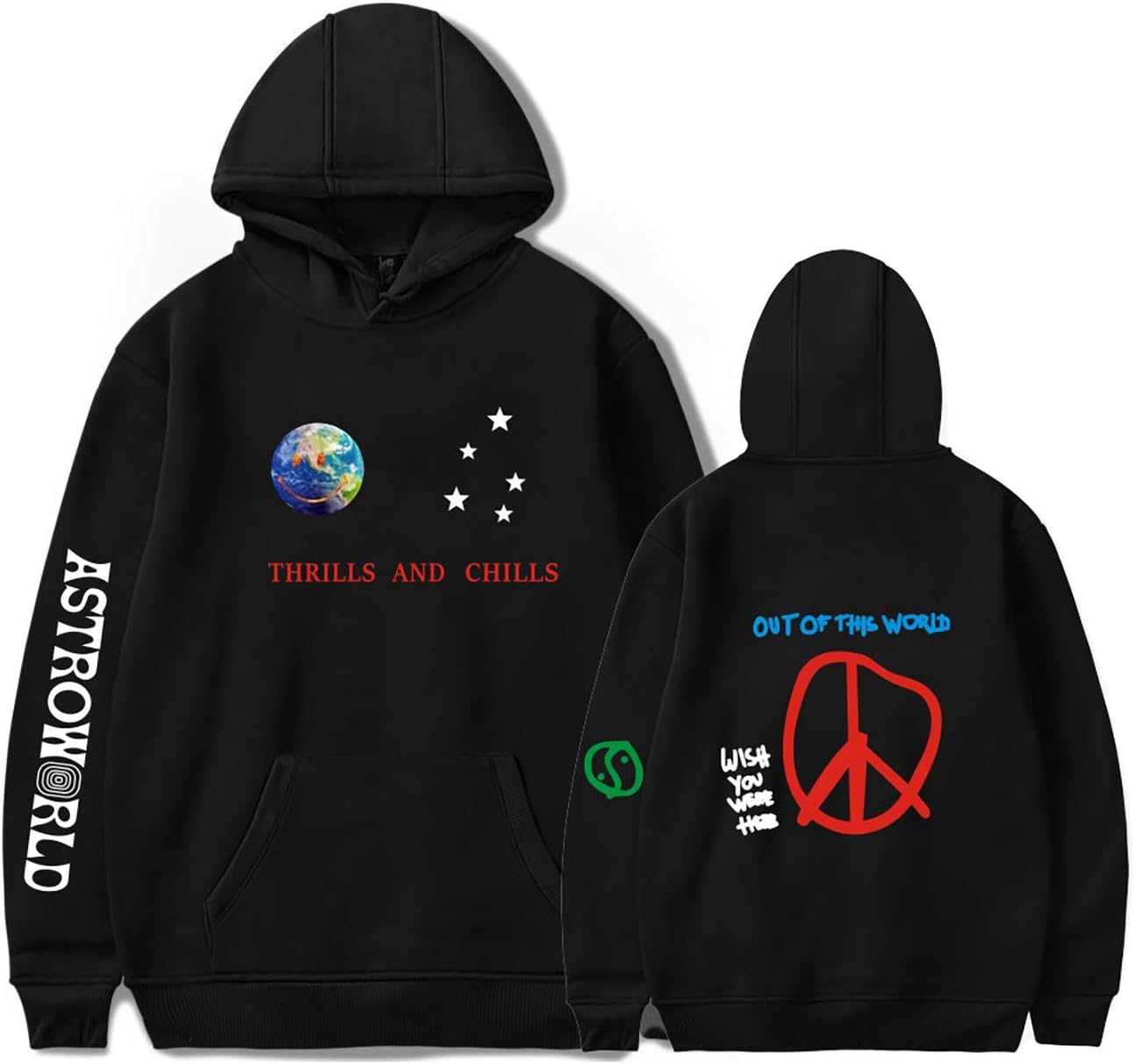 ASTR-OWORLD Unisex 3D Fashion Print Pullover Hoodie Hooded Sweatshirt Black