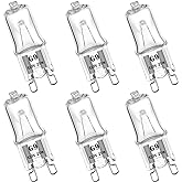 YBEK G9 Halogen Bulb 120V 25W T4 Type 2 Pin Base, Replacement for Range Hood Lights, Bathroom Light Bulbs, Microwave Ovens Candle Warmer Light Bulbs, Wax melt Bulbs Dimmable Warm White (6 Pack)
