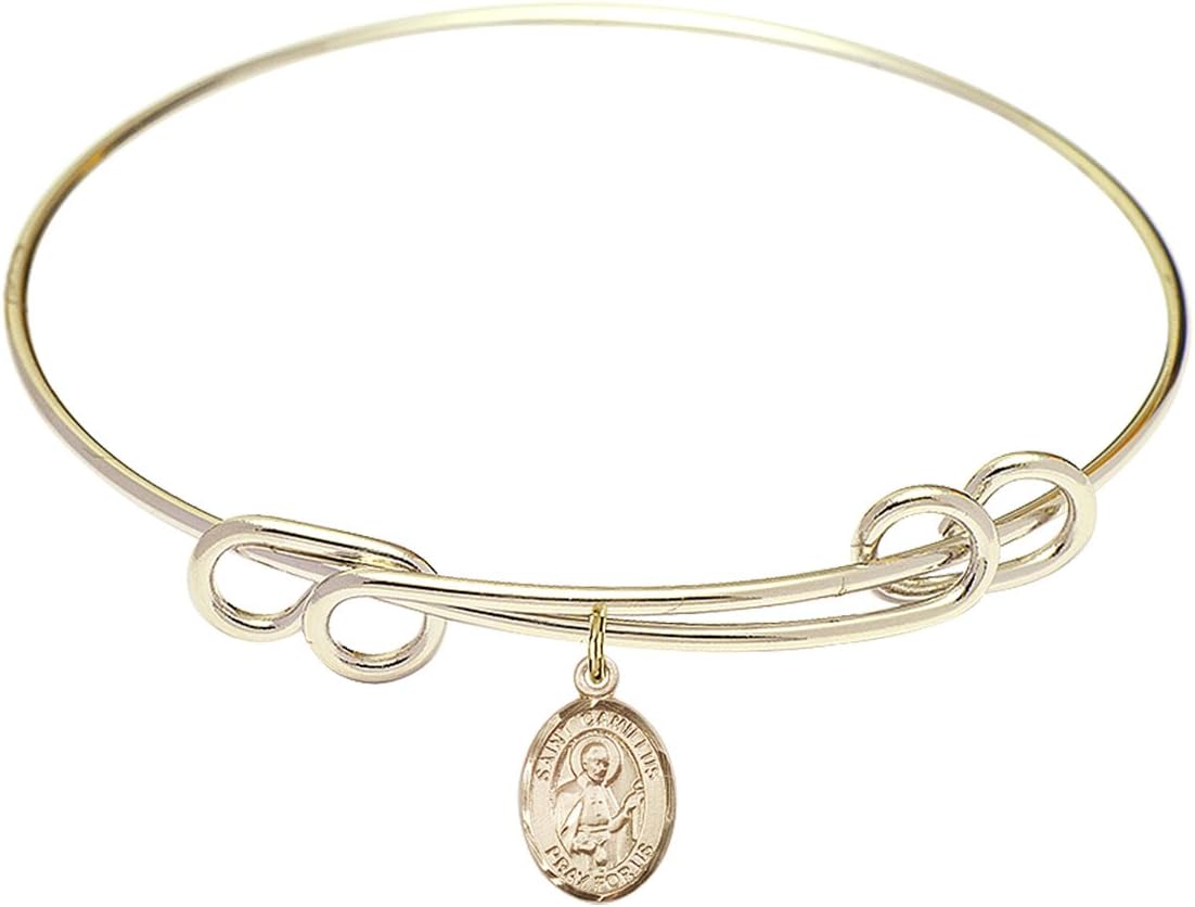 Round Double Loop Bangle Bracelet w/St. Camillus of Lellis in Gold-Filled