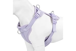Wisedog Dog Harness Medium Sized, Pet Vest with Front Clip, Adjustable Puppy Harness with 3 Fast Release Buckles[Easy to Put on & Take Off] (Lilac, L)
