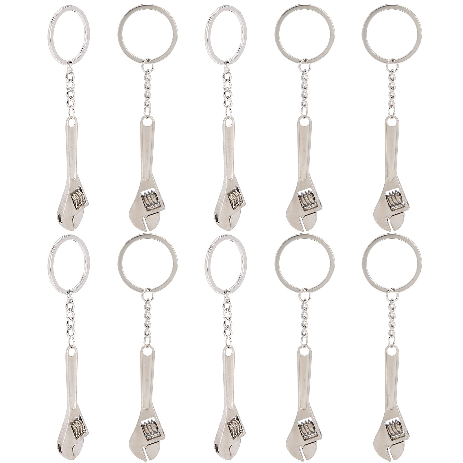 Pssopp 10Pcs Wrench Keychain Adjustable Spanner Nut Keyring Mini Wrench Tool Keychain for Men Women Keyring Gift Key Decoration Accessories
