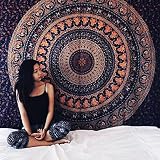 Labhanshi Hippie Tapestry, Hippy Mandala Bohemian Tapestries, Indian Dorm Decor, Psychedelic Tapestry Wall Hanging Ethnic Decorative Tapestry, 85 X 55 Inches (Multi Color)