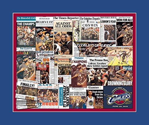 NBA Cleveland Cavaliers 2016 World Championship Newspaper Headline Collage- -8x10" Matted Print
