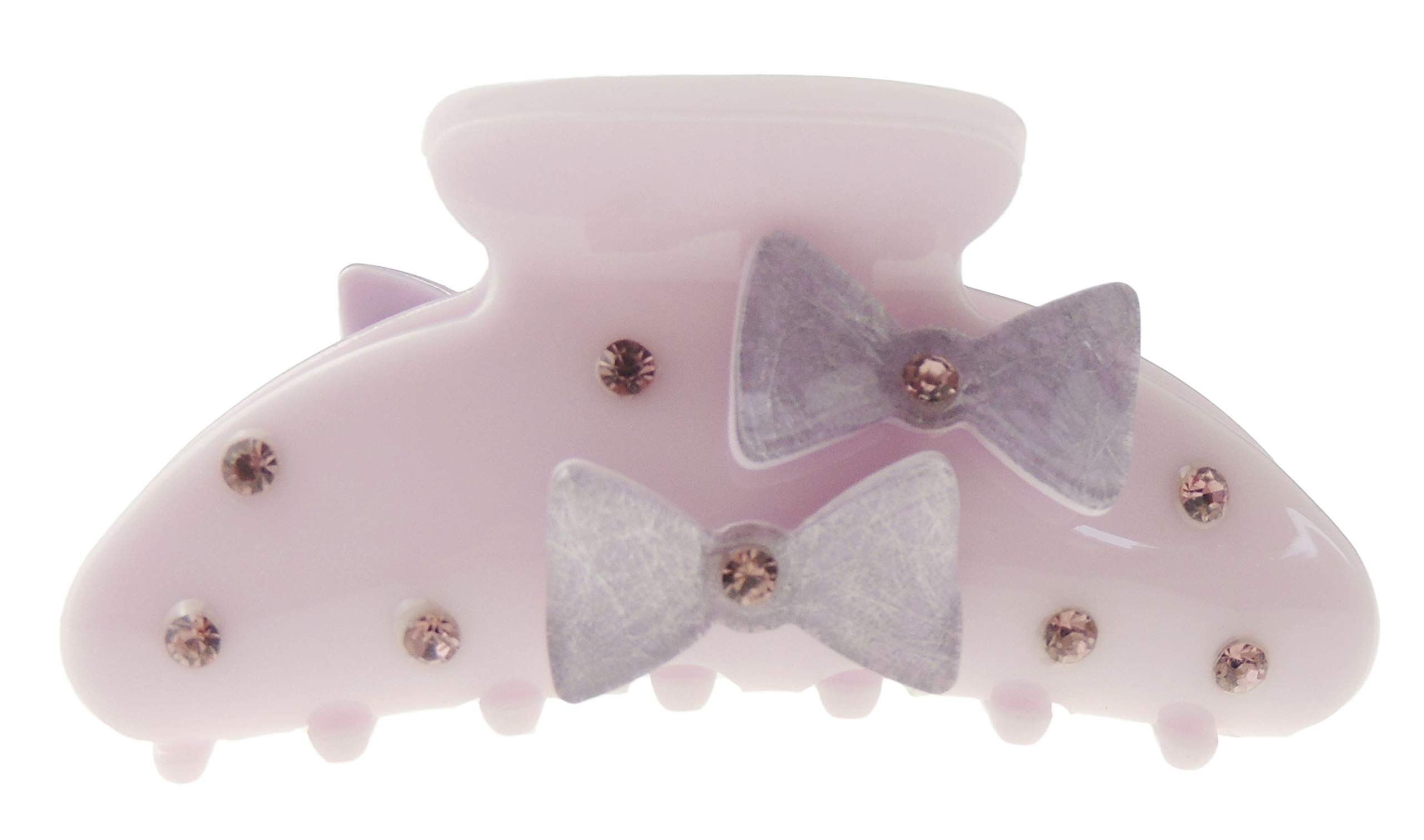 Extra Sparkly Women Girls Crystal Diamante Rhinestone Gems Wave Jaw Clip Octopus Clamp Grip Bridal Wedding Party Styling Fine Thin Hair Accessories Butterfly Claw 3D Bows (Lilac)
