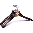 Quality Hangers Wooden Curved Coat Hangers - Suit Hangers - Smooth Solid Wood Pants Hangers - Available with Chrome Swivel Hook - Perfect Jacket Hangers - Walnut - 5 Pack