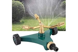 Longzhuo 3 Arms Lawn Sprinkler, Rotating Garden Motion Sprinkler for Yard, Metal Revolving Sprinkler Watering Irrigation Tool for Small Lawn and Garden