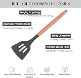 FIOUSY 12PCS Silicone Kitchen Utensil Set Heat Resistant Wooden Handle Nonstick view 3