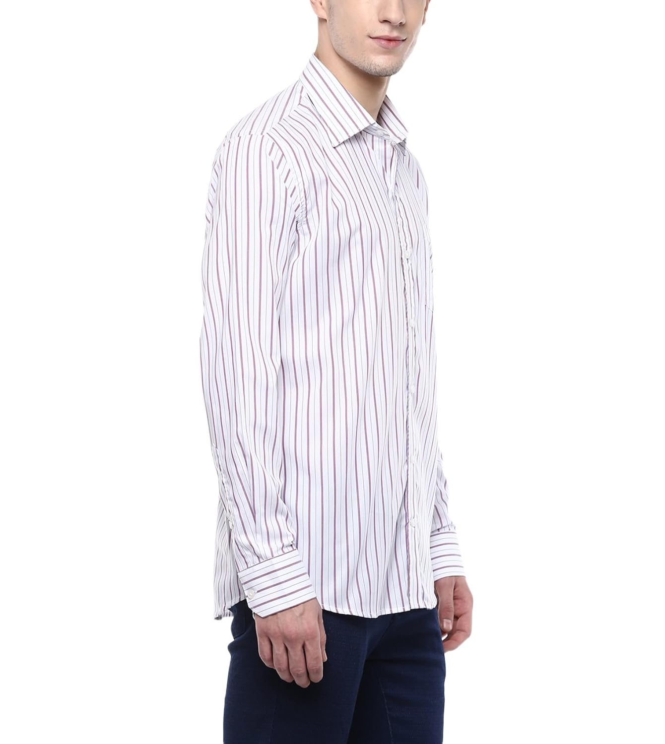 american crew men's stripes shirt with pocket (white)