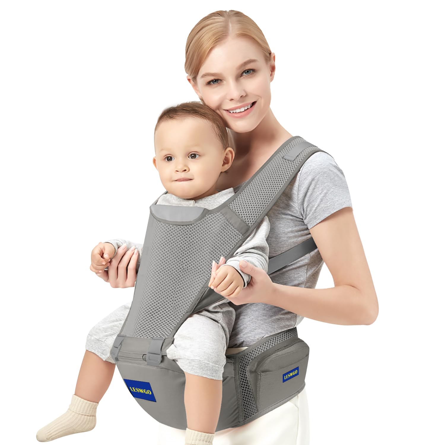 Photo 1 of Baby Carrier with Hip Seat, 6-in-1 Baby Carrier Newborn to Toddler, Adjustable Detachable Infant Baby Hip Seat Carrier for 0-36Months (Grey)