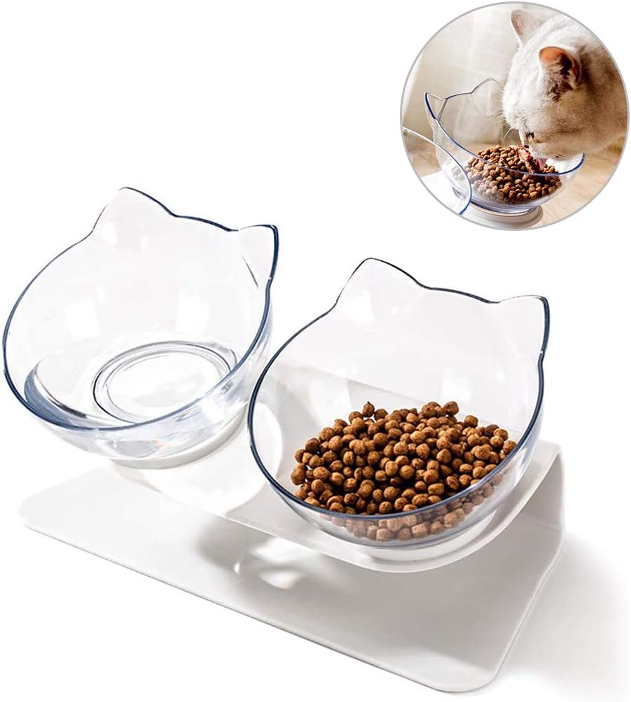 Pet Raised Bowl 15°Tilted Cat Food Bowl Slanted