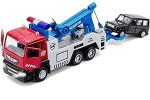 haomsj Toy Tow Truck Pull Back Toy Cars Miniature Carrier Truck Toy for Boys and Girls, Lights and Sound