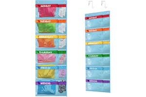 ABCKEY Rainbow Weekly Kids Clothes Organizer for Daily Activity,Portable Kids Clothes Storage White