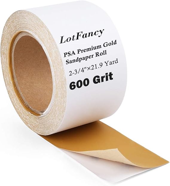 LotFancy 600 Grit Sandpaper Roll, PSA Self Adhesive Sticky Back
