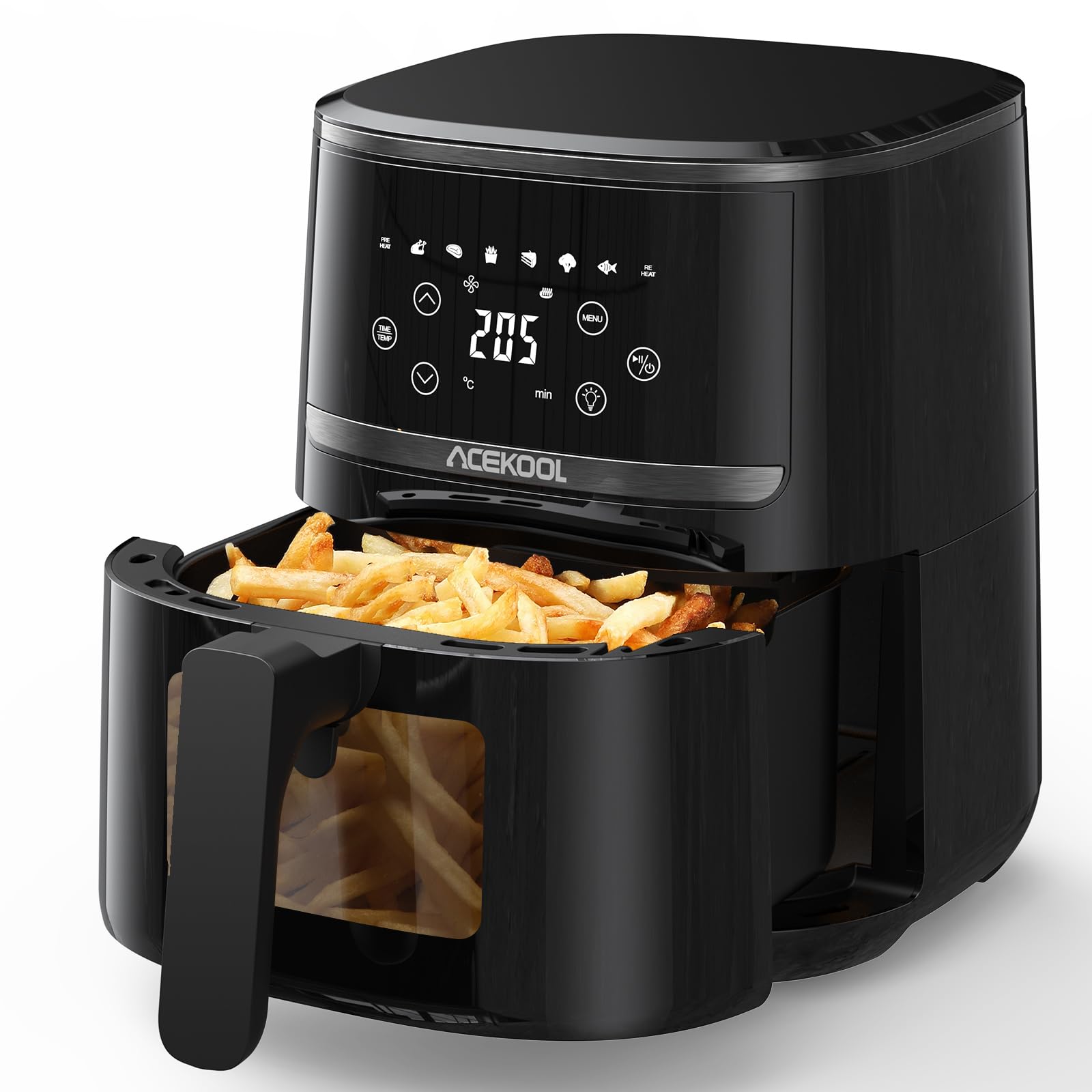 Zstar Air Fryer 5QT with Visualized Window, 6 in 1 Air Fryers Oven with Timer & Temperature Control, 85% Oil less, Low Noise Airfryers with Dishwasher Safe Basket