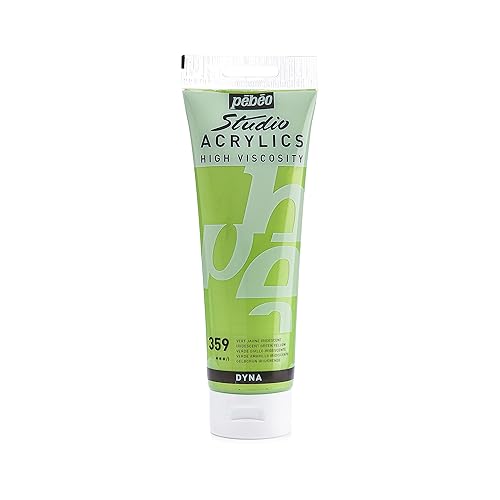Pebeo Studio Acrylics High Viscosity, Fine Acrylic, 250 ml - Iridescent Green Yellow, 8.45 Fl Oz (Pack of 1)