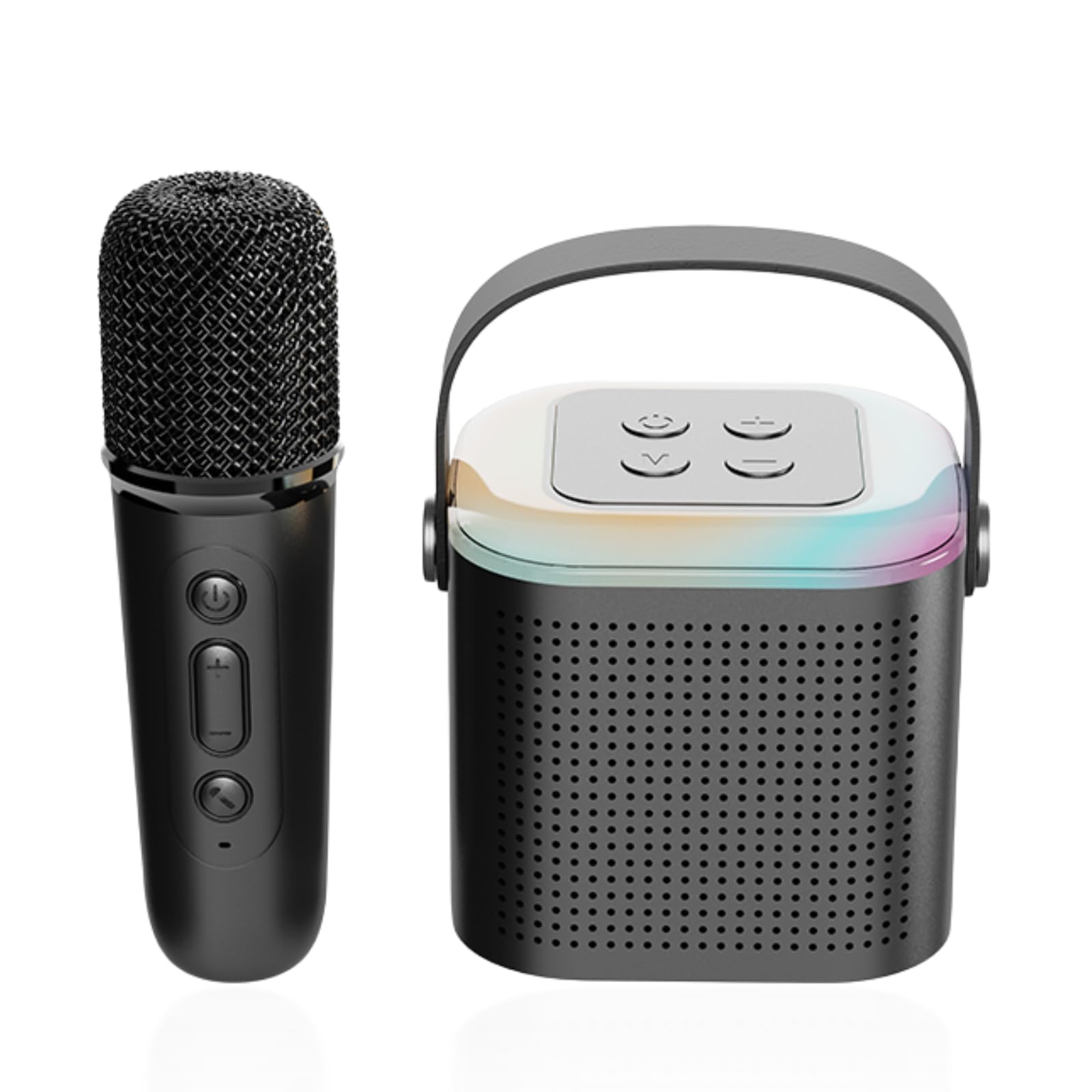 Bluetooth Karaoke Machine for Adults and Kids, HiFi Stereo Retro Portable Speaker with 1 Wireless Microphone, Cool RGB Lights Singing Toy Mini Karaoke Set, Great Gifts (Black)