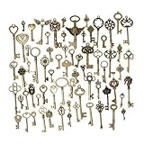 KING DO WAY 69pcs Antique Bronze Vintage Skeleton Keys Charm Set DIY Handmade Accessories Necklace Pendants