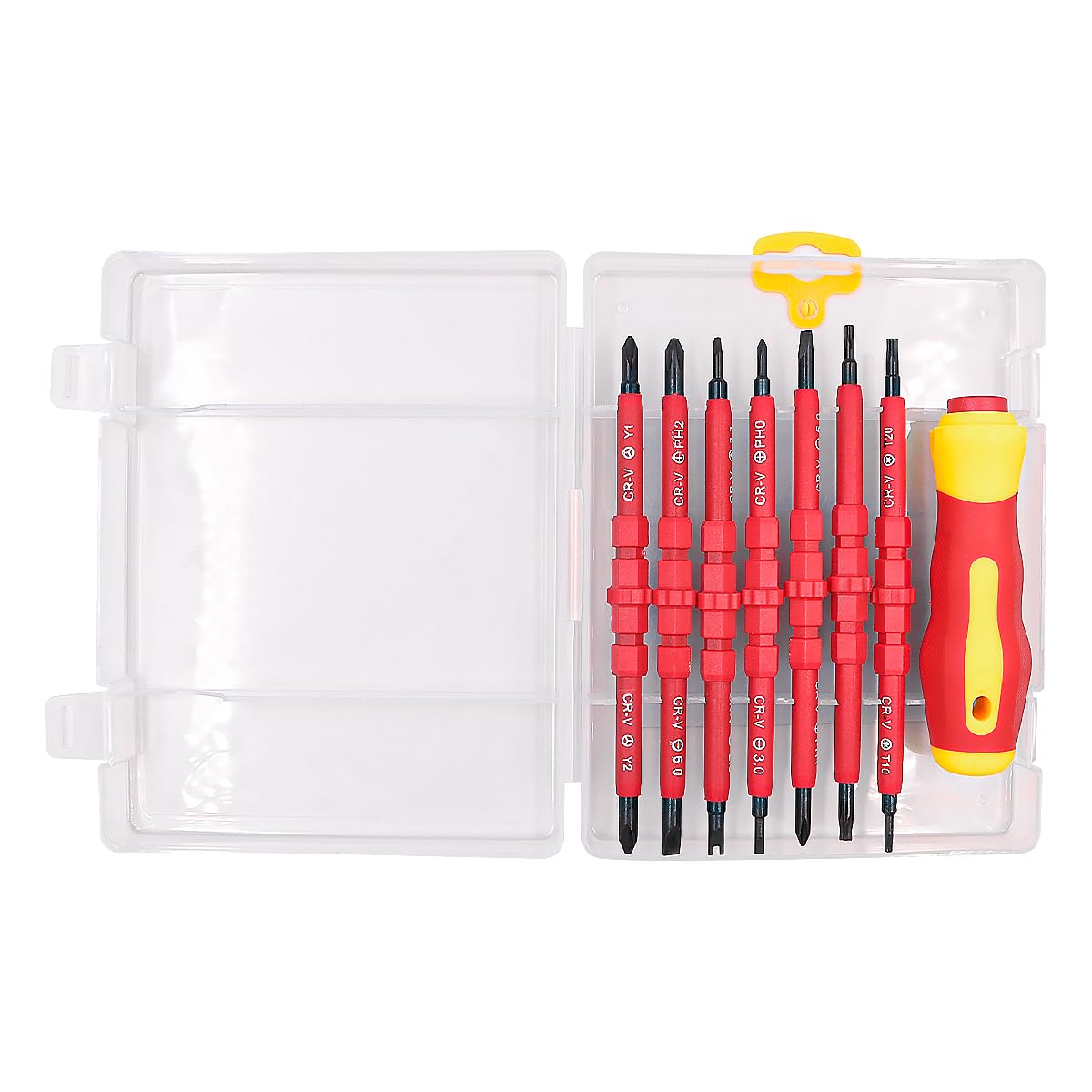 POFET Insulated Screwdriver Set 14 in 1 Multifunctional Compact Electrician Maintenance Tool Screwdriver Sets with Magnetic Slots Electrician Repair Tools