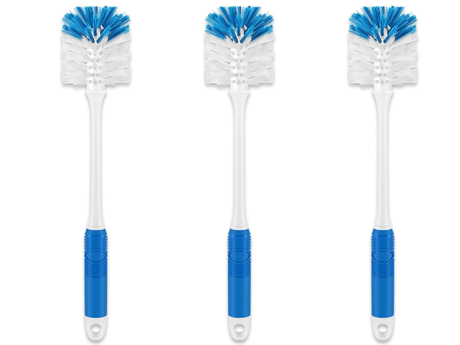 YeuDeuy Long Handle Bottle Brush, Bottle Brush Cleaner with Dual Function Bristles for Water Bottles, Glasswares, Mugs, Thermoses, Baby Bottles, Blue 3 Pack