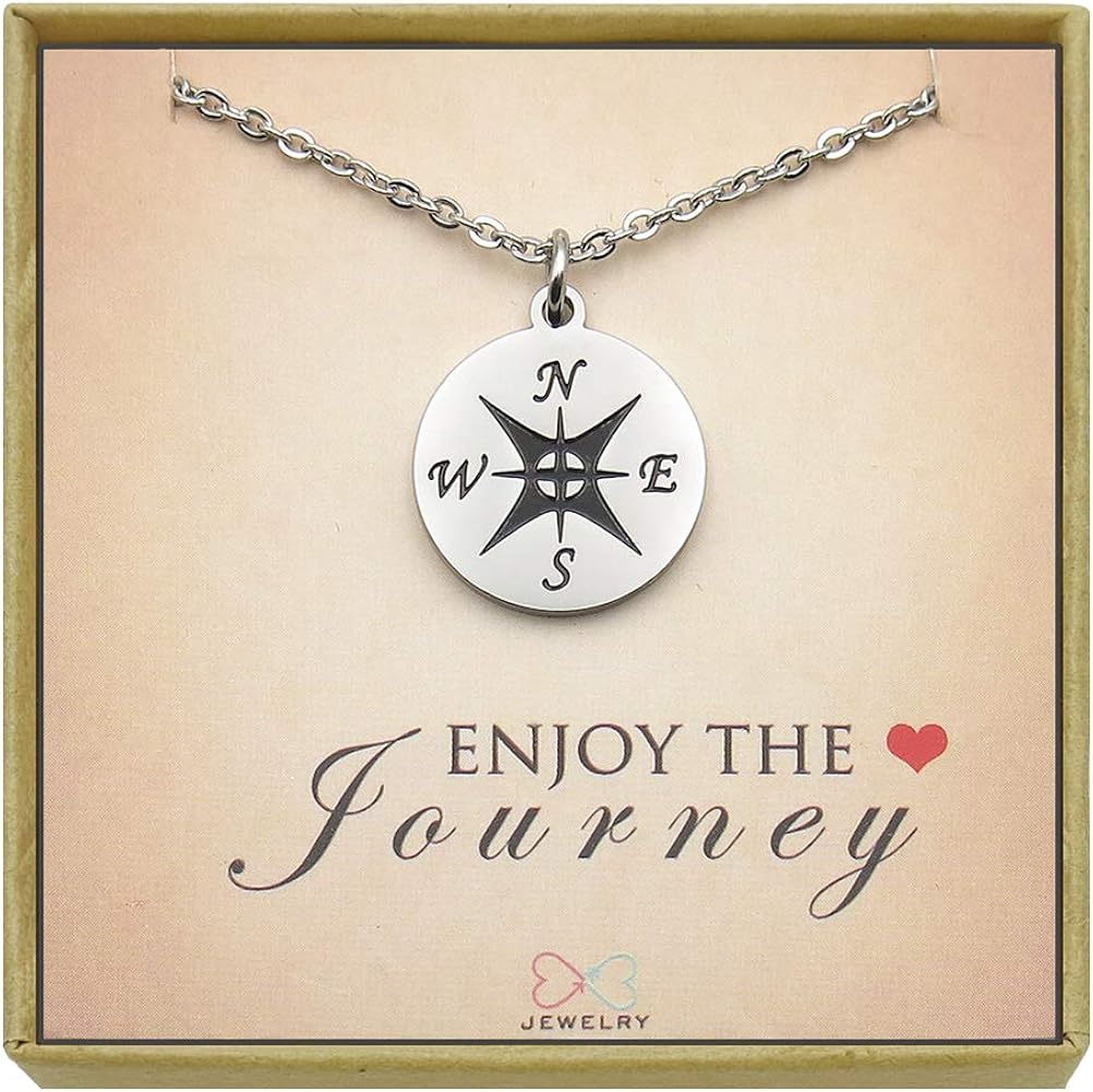Compass Necklace Enjoy The Journey Necklace Graduation Gift Retirement Gift New