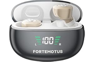 FORTEMOTUS Hearing Aids for Seniors with Hearing Loss, latest Rechargeable 16-Channel Digital Hearing Aid with Intelligent Noise Cancelling, Invisible Hearing Amplifier With Portable Charging Case(Black)