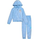Disney Junior Girls Velour Zip Up Hoodie and Jogger Pants Outfit Set Toddler to Big Kid Sizes (2T - 14-16)