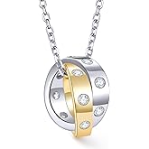 LEONIDS 14K Two-Tone Moissanite Necklaces for Women | Gold and Silver Intertwining Moissanite Pendant Necklace - 925 Sterling Silver Trendy Jewelry Gifts for Mom Wife