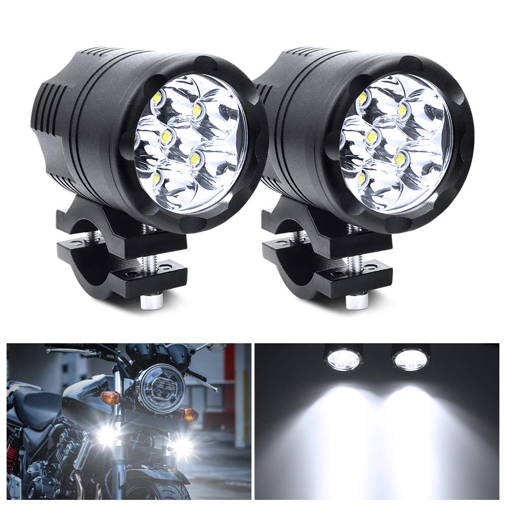Biqing 2PCS Universal Motorcycle Spotlights LED Fog Lights,6 LEDs Motorbike Driving Fog Lights Auxiliary Lamp Daytime Running Lights 12V 24V Fit for Trikes/Quads/Bike/Cars/Trucks/Boat