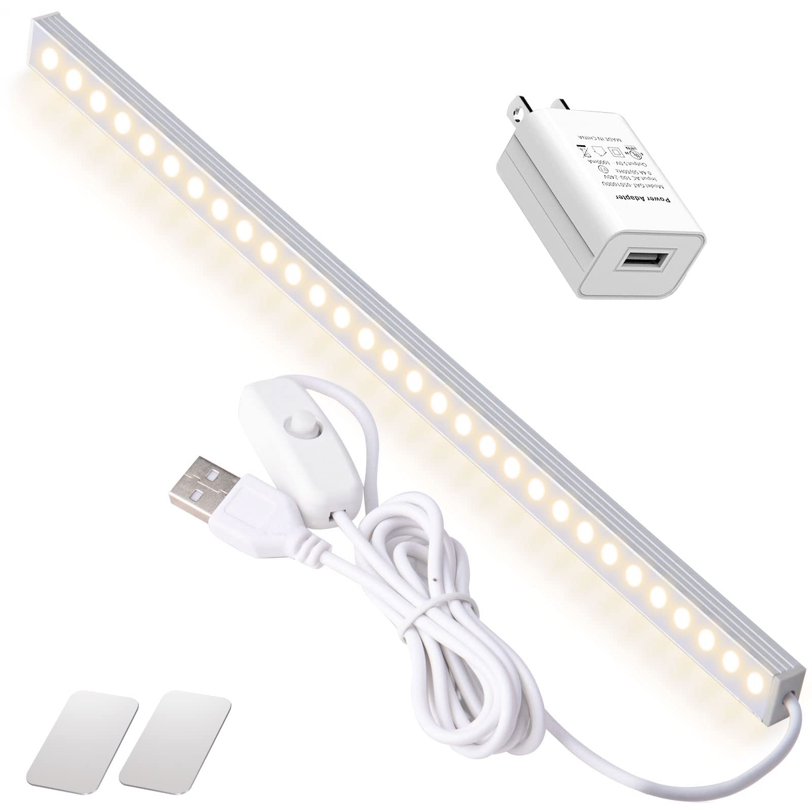 Photo 1 of DWEPTU 12 Inch Under Cabinet Light, Closet Light - Magnetic & Stick Mount, Flicker-Free Eye-Care Lighting, USB Powered Bright Lights for Kitchen, Room,Shelf (AC Adapter Included)
