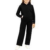 ELLA IN PINK Girls Tracksuit Set - 2 Piece Cozy Pullover Hoodie and Soft Fleece Wide Leg Sweatpants for Girls
