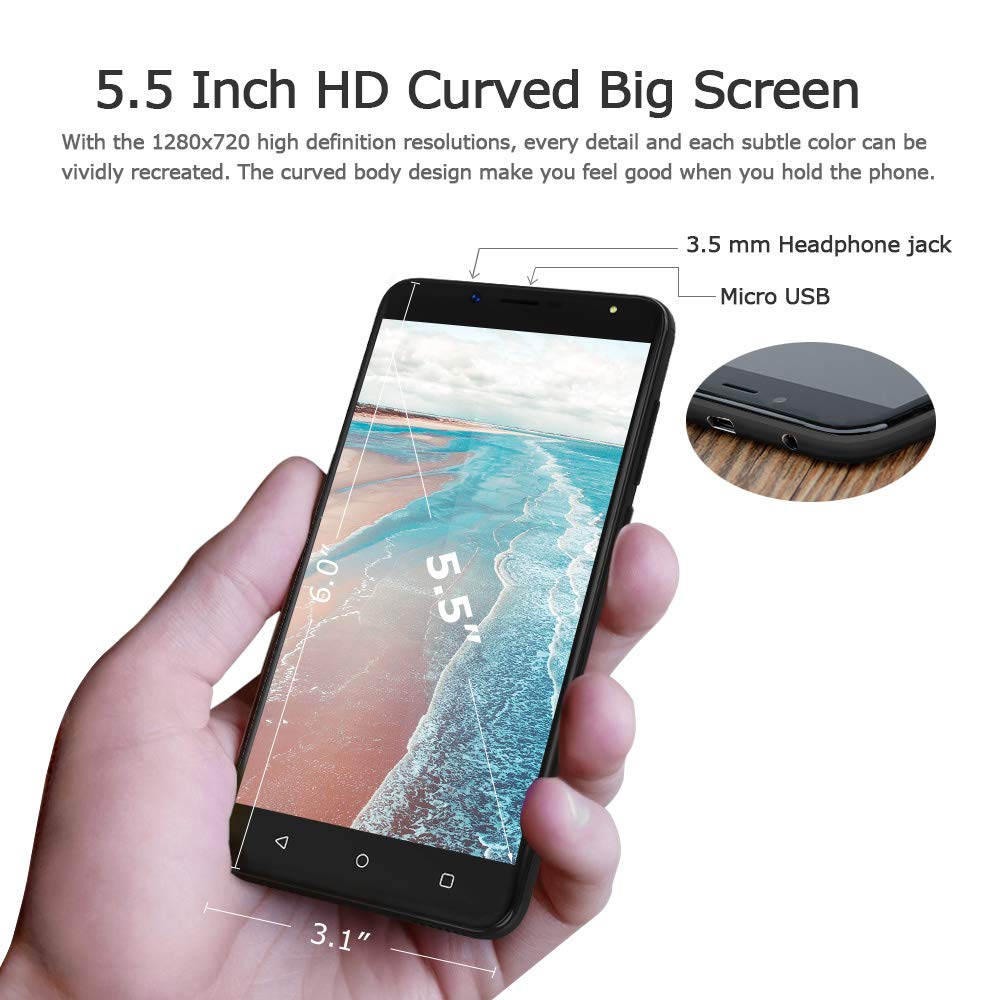 Smartphone Libre 4G, Wieppo S6 Teléfono móvil Dual SIM con Pantalla DE 5.5 Pulgadas HD 1280 * 720, Doble Cámara 8MP+5MP, 2GB RAM 16GB ROM, Android 7.0, Batería de 2970mAh(Plata)