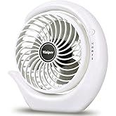 Viniper Portable Rechargeable Fan, Small Desk Fan : 3 Speeds & about 8-24 Hours Longer Working, 180 Rotation, Portable Desktop Fan Small but Mighty, Strong Wind (White, Light Black Blade)6.2 Inch