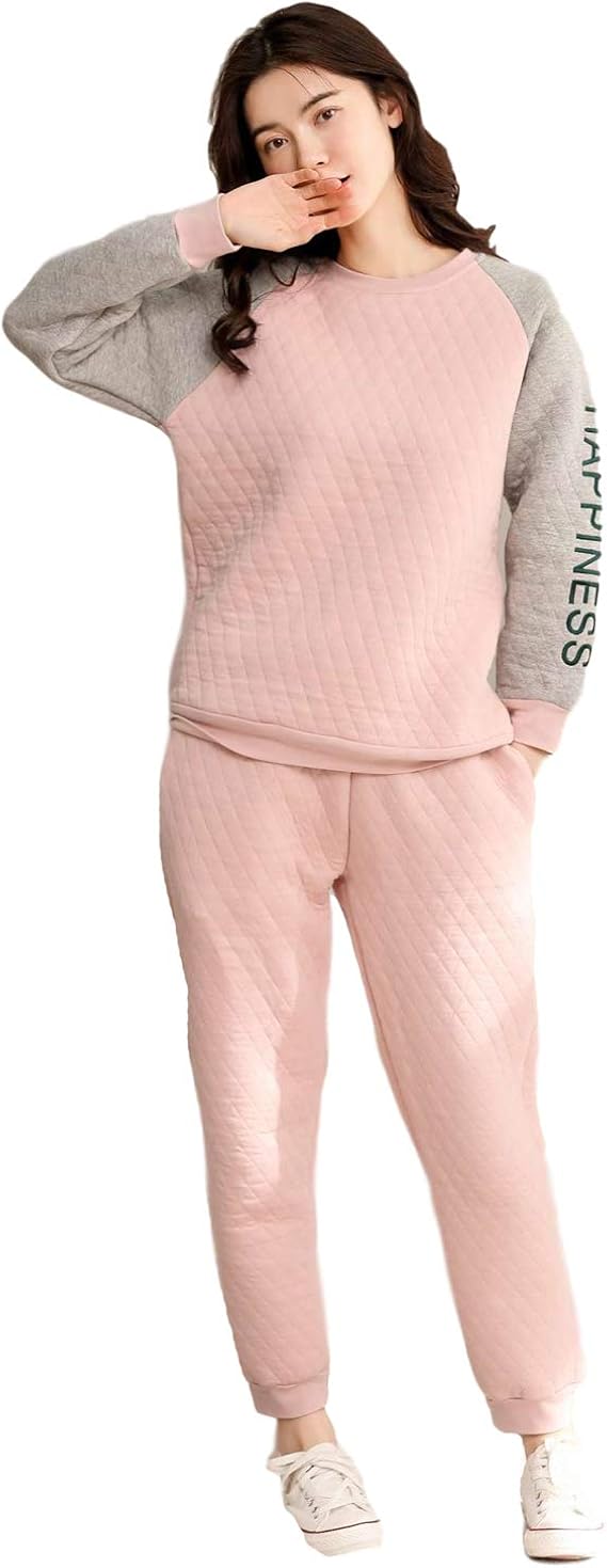 Amazon 三好優品 パジャマ レディース 100 綿 冬 厚手 ピンク キルティング 三層コットン 上下セット 長袖 かわいい ルームウェア 暖かい 防寒グッズ 保温 パジャマ ルームウェアセット 通販
