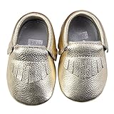 Unique Baby Unisex Leather Baby Moccasins Neutral Colors S (5.1 inches) Gold