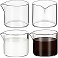 Leinuosen 4 Pcs Small Glass Creamer Pitcher Set Transparent Mini Poured Glass Tea Pitcher, Milk and Coffee Serving Jugs for Tea Milk Coffee(4 oz,No Handle Style)