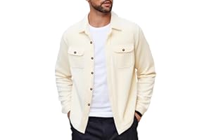 COOFANDY Men's Polar Fleece Shacket Long Sleeve Casual Button Down Shirt Jacket with Pockets