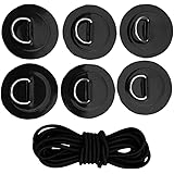 YiMusic Heavy Duty SUP Bungee Deck Rigging Kit with 6 Pieces Stainless Steel D-ring Patch suit for PVC Inflatable Boat Kayak Canoe Deck Accessories