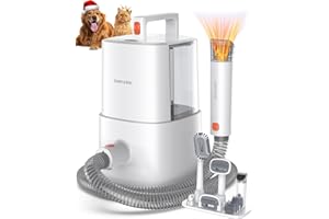 PESIODU Dog Grooming Vacuum Kit for Shedding: 7-in-1 Pet Grooming Set with 2.5L Dust Cup Quiet Suction Pet Clippers Nail Grinder Deshedding Brush Ideal for Long Hair Dogs Cats and Home Cleaning