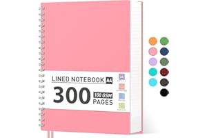 AHGXG Spiral Journal Notebook - College Ruled Notebook 8.5" x 11", 300 Pages Thick Journal for Women, 100GSM Thick Paper, Plastic Hardcover A4 Journal for Writing Work School Supplies, Pink
