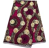 Traditional Ankara Fabric, 6 Yards/Multi-Colored African Fabric Metallic Fuchsia| Africa Fabric, Konusi OM7 (Red and Brown)