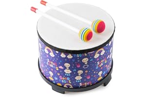 Musfunny Floor Tom Drums Set : Drum Percussion Music Instrument with 2 Mallets - Montessori Gathering Club Drum (Rainbow 8 in