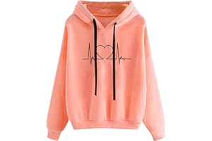 Momasggi Sweatshirt for Women Heartbeat Print Hoodies Long Sleeve Pullover Tops Casual Loose Fit Shirt Soft Comfy Blouses