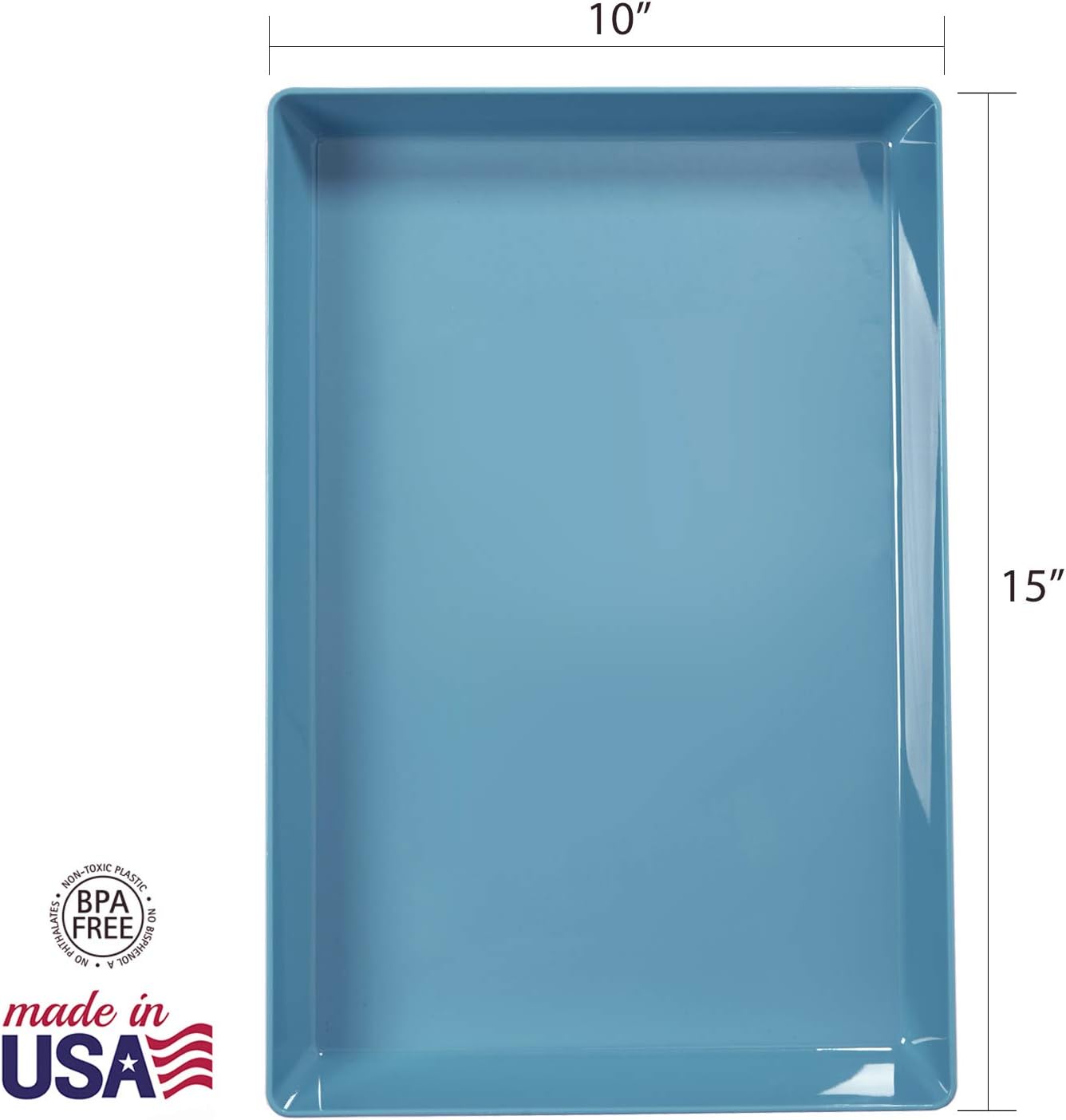 US Acrylic Avant 15" x 10" Plastic Serving Tray | Set of 3 Ocean Blue: Home & Kitchen