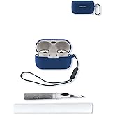 Case for Technics EAH-AZ100 Technics Reference Class Hi-Fi Wireless Earbuds,Soft Protective,BOVUGAC Silicone Case Cover with Keychain & Cleaning Kit & Lanyard for Technics EAH-AZ100-K Earbuds-Blue