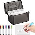 Jetec Index Card Storage, 100 Pcs Blank Dry Erase Index Cards and 8 Dry Erase Markers Black Storage Box, Practical Index Card Organizer Reusable DIY Flash Cards for School Message Notes (4 x 6 Inch)