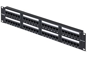 StarTech 48-Port 2U Rackmount Cat6 Patch Panel, RJ45, UTP, 110 Punch-Down, Cat 6 Ethernet Patch Panel for Network Server Rack