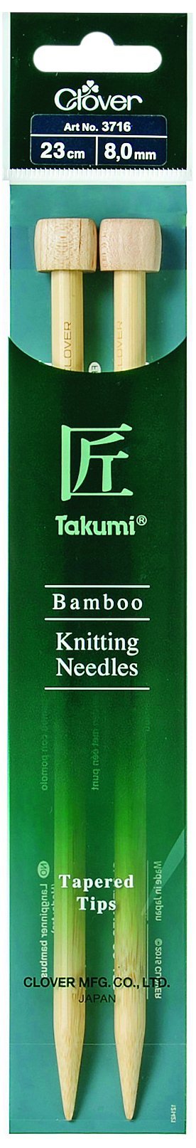 Clover Takumi Bamboo: Knitting Pins: Single Ended: 23cm x 8.00mm, Wood, 23x0.8x0.8 cm — image 1