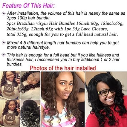 Amazon Com Jinren Tm Brazilian Virgin Hair With Closure