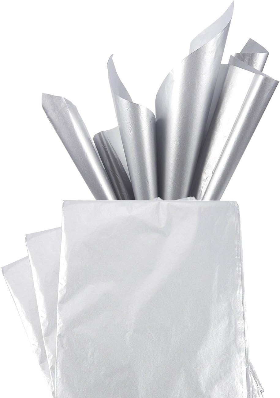 Juvale 60-Pack Silver Tissue Paper - Gift Wrapping Metallic Tissue Paper Sheets, Perfect for Gift Bags, DIY Crafts, Silver Color, 19.7 x 26 Inches
