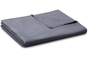 YnM Exclusive Cotton Duvet Cover for Weighted Blankets with 16 Strings (Dark Grey, 48"x72")